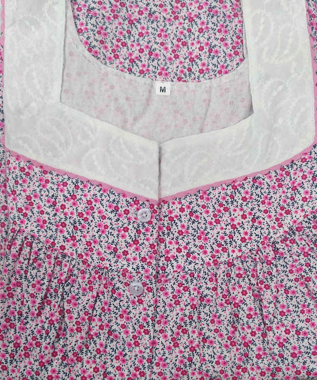 Cotton With Pockets, Half Open Medium Printed Nighty
