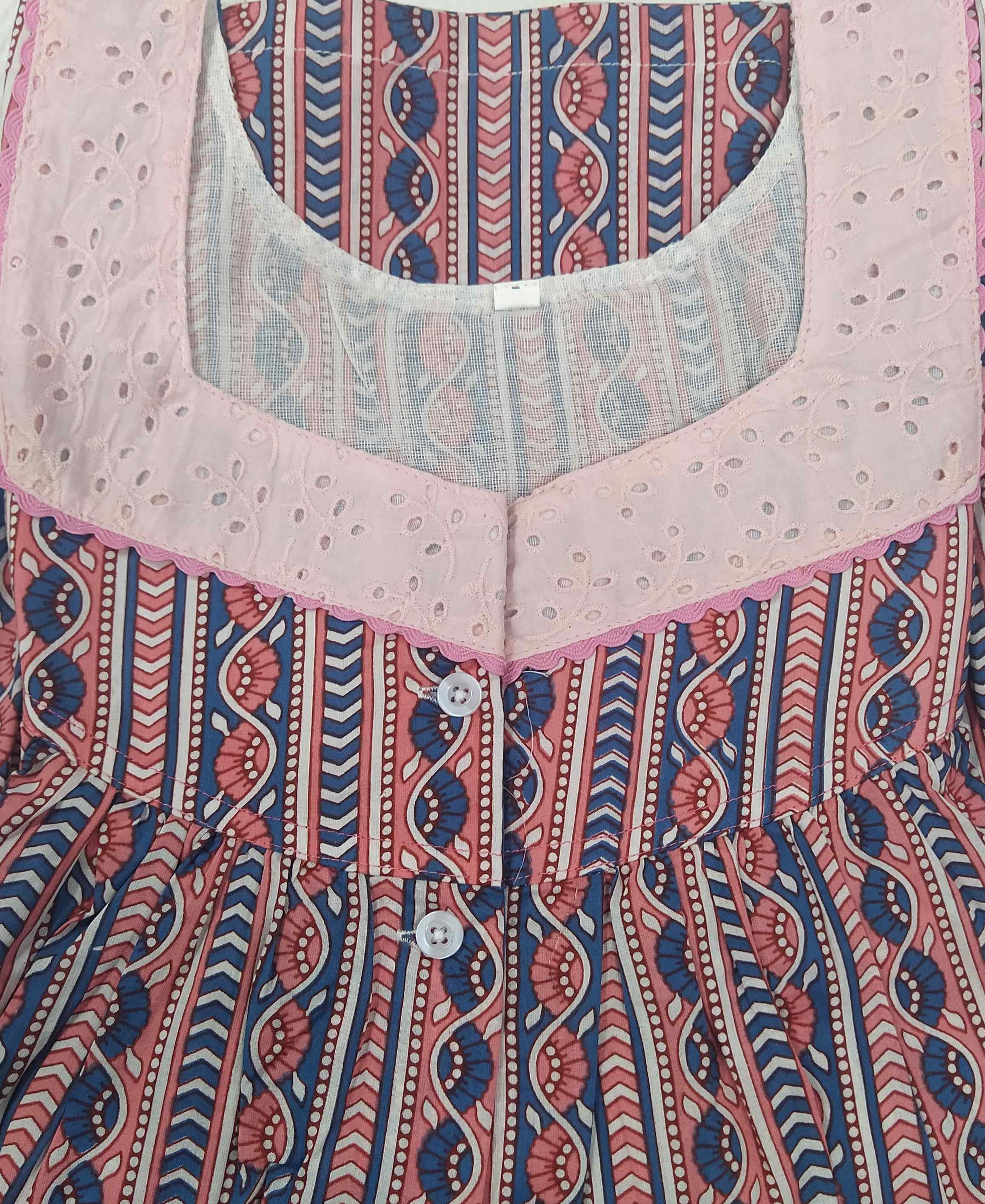 Soft Cotton With Pockets, Half Open Medium Printed Nighty
