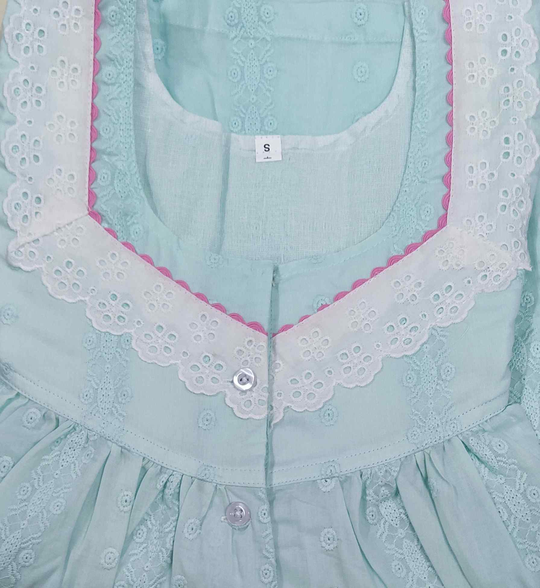 Hacoba With Pockets, Half Open Small Printed Nighty