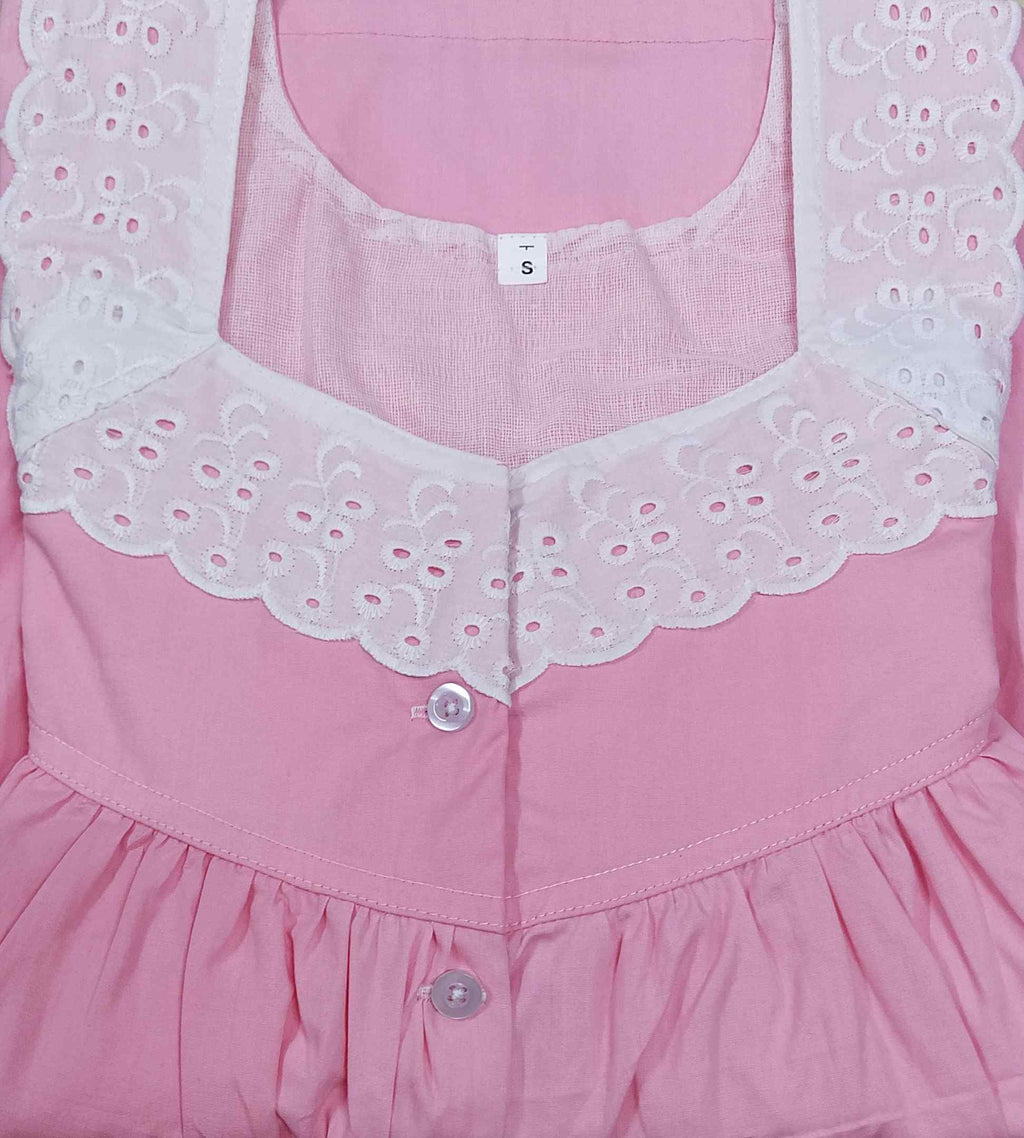 Cotton With Pockets, Half Open Small Printed Nighty