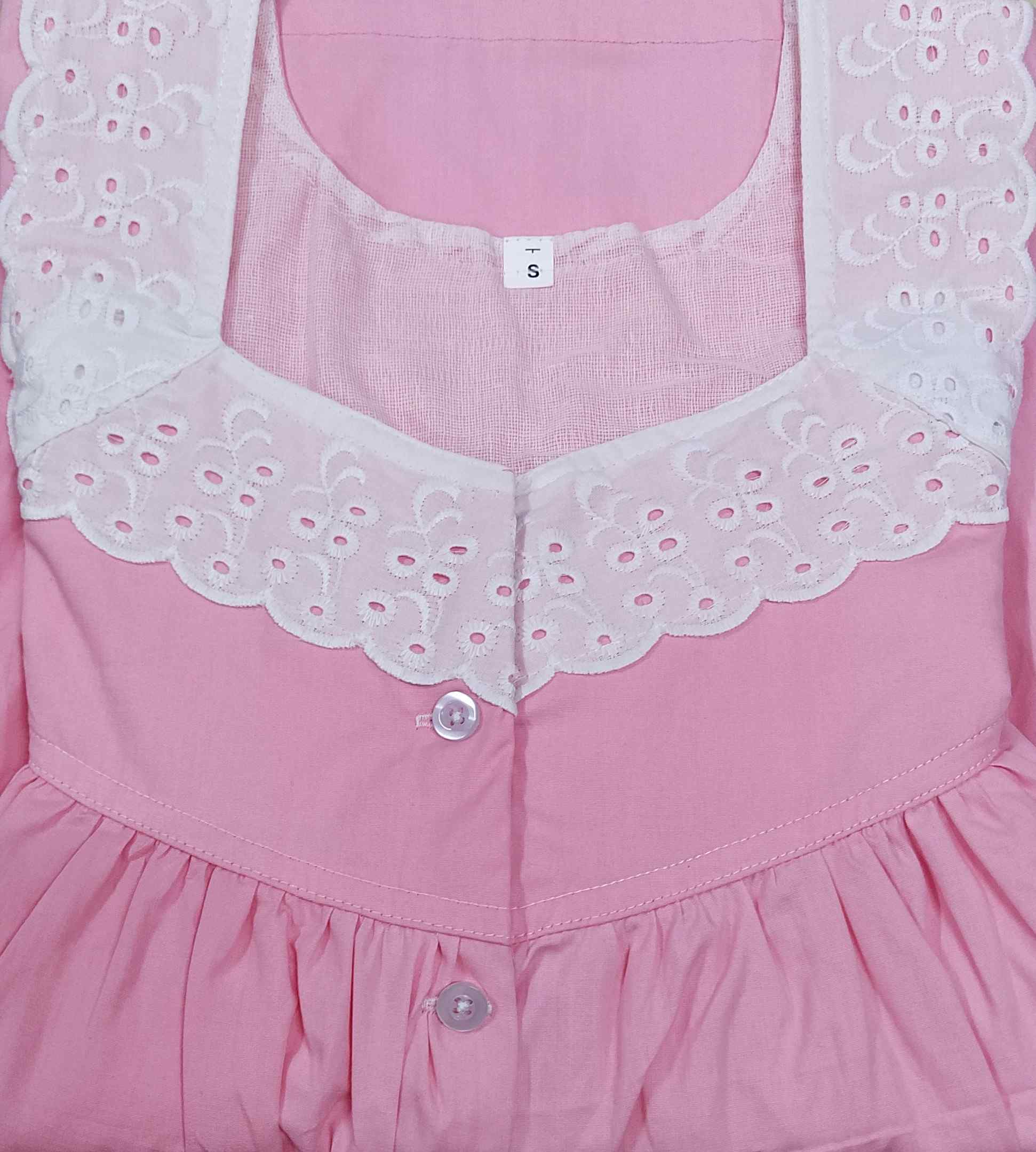 Cotton With Pockets, Half Open Small Printed Nighty