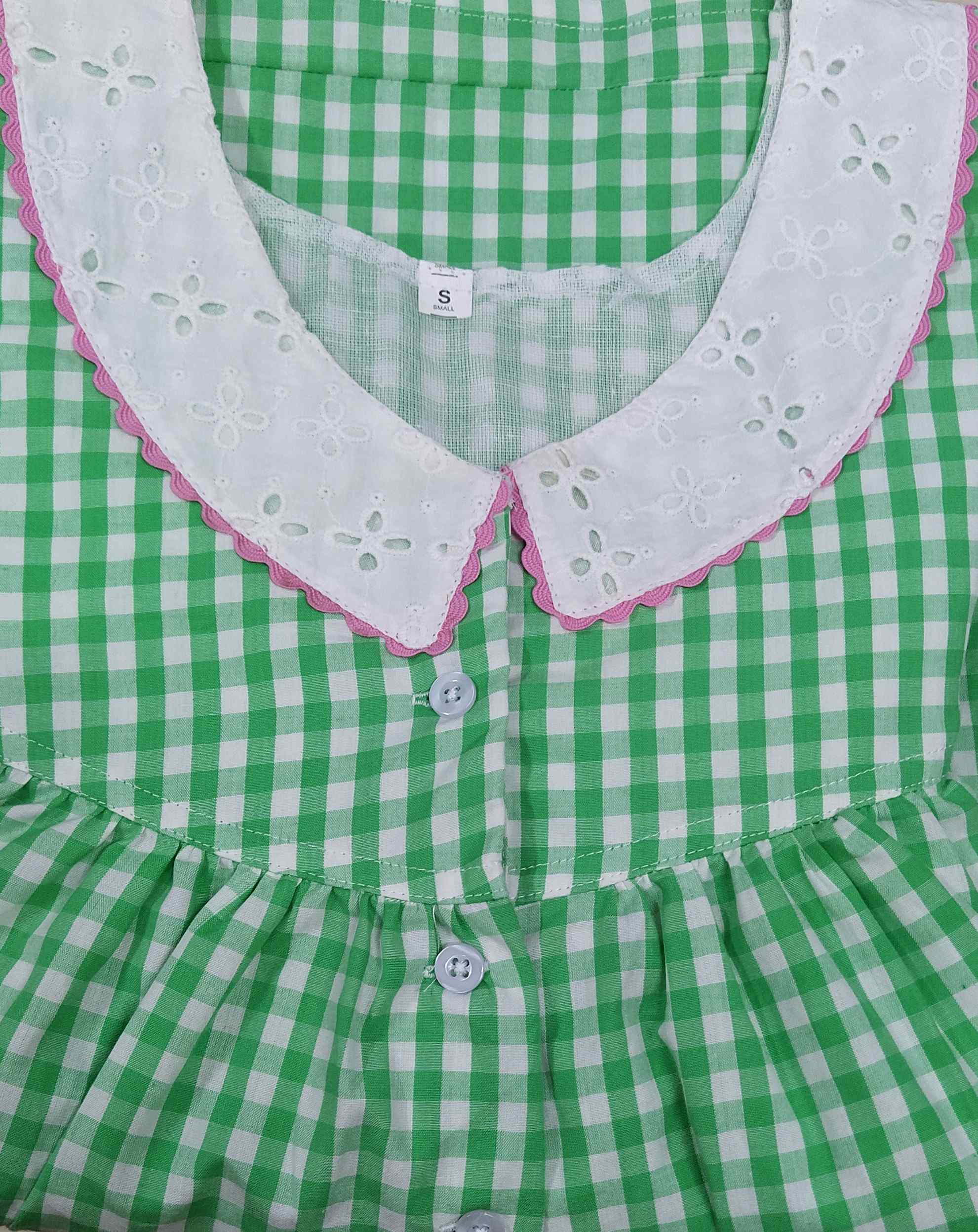 Cotton With Pockets, Half Open Small Printed Nighty