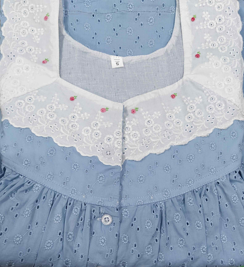 Hacoba With Pockets, Half Open Small Printed Nighty