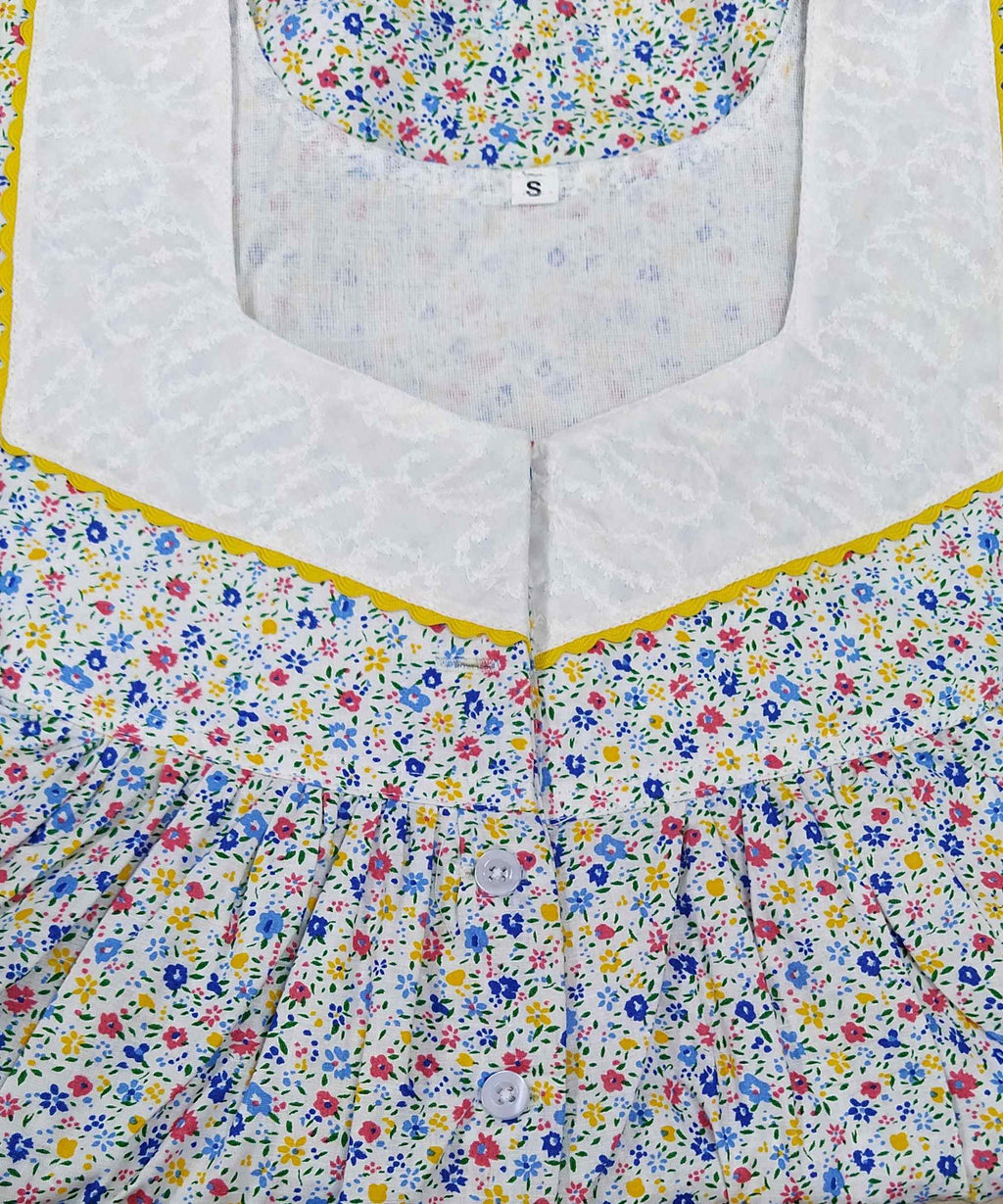 Cotton With Pockets, Half Open Small Printed Nighty