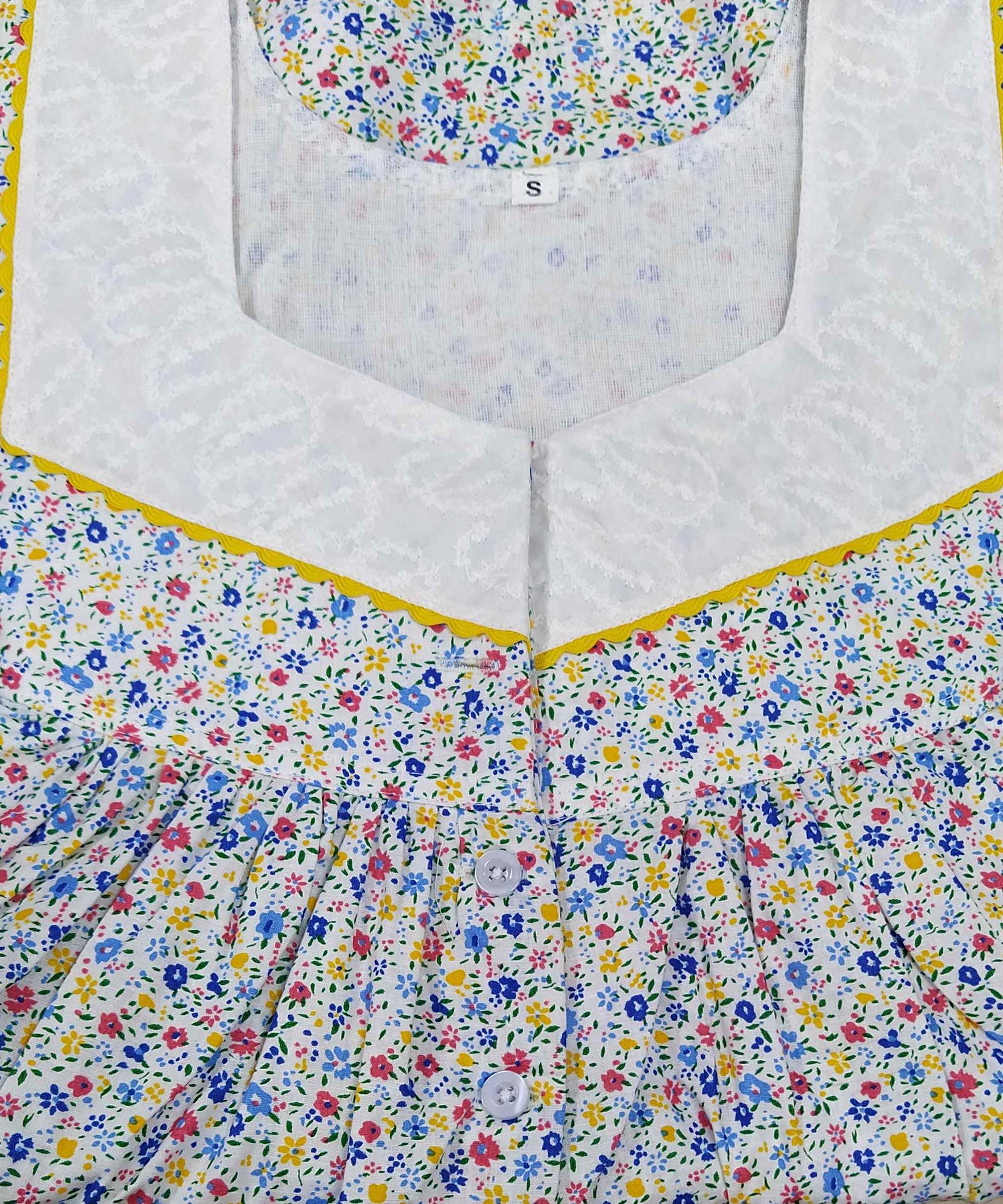 Cotton With Pockets, Half Open Small Printed Nighty