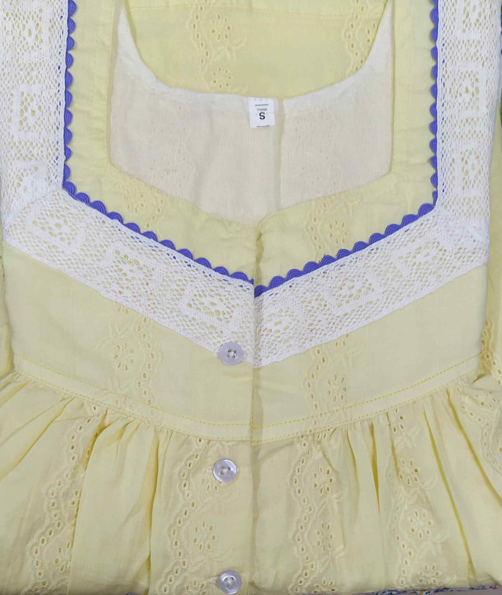 Hacoba With Pockets, Half Open Small Printed Nighty