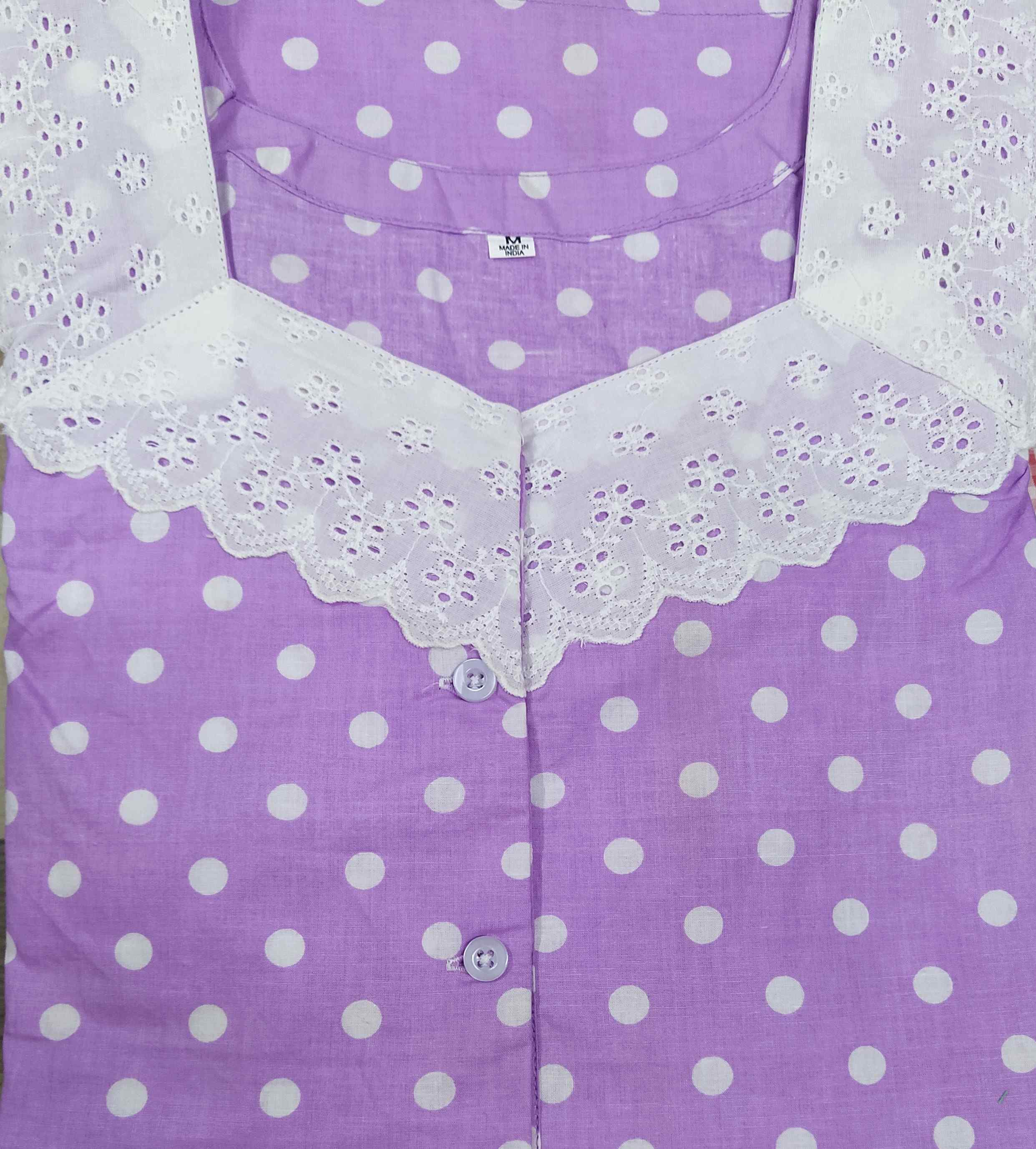 Cotton A-line churidar cut, With Pockets, Half Open Medium Printed Nighty
