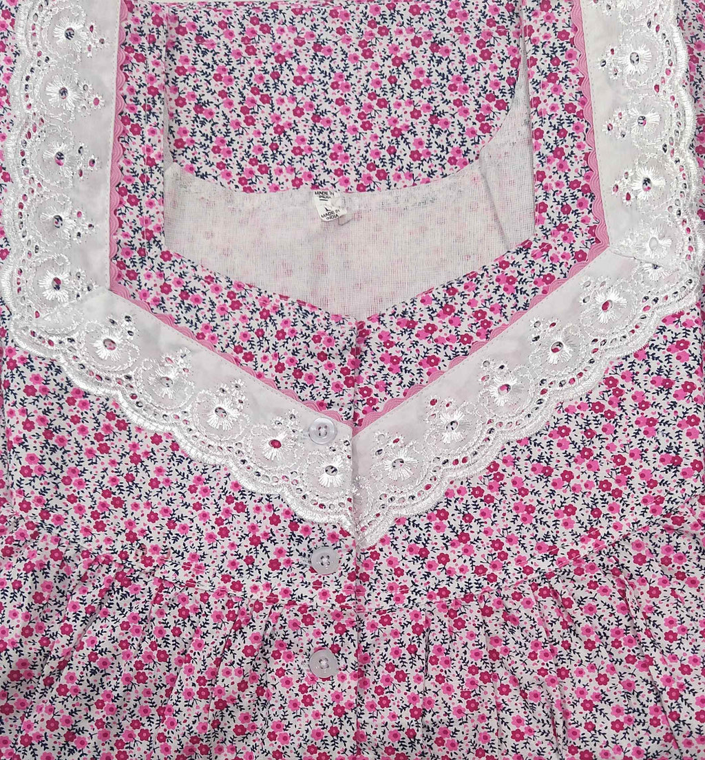 Cotton With Pockets, Half Open Large Printed Nighty