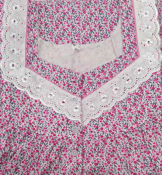 Cotton With Pockets, Half Open Large Printed Nighty