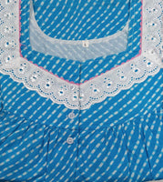 Cotton With Pockets, Half Open Large Printed Nighty