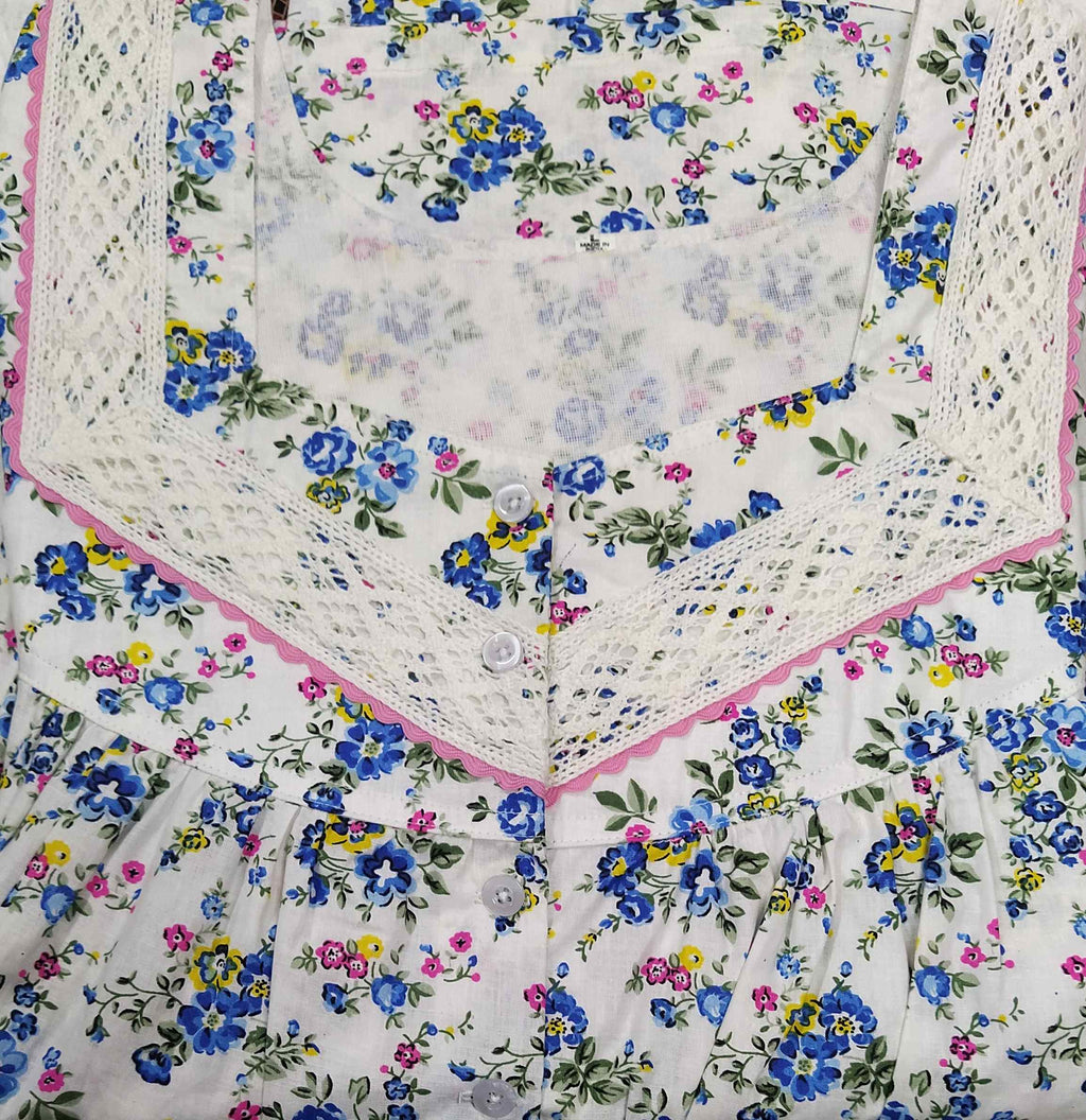 Cotton Half Open, Pockets Large Printed Nighty