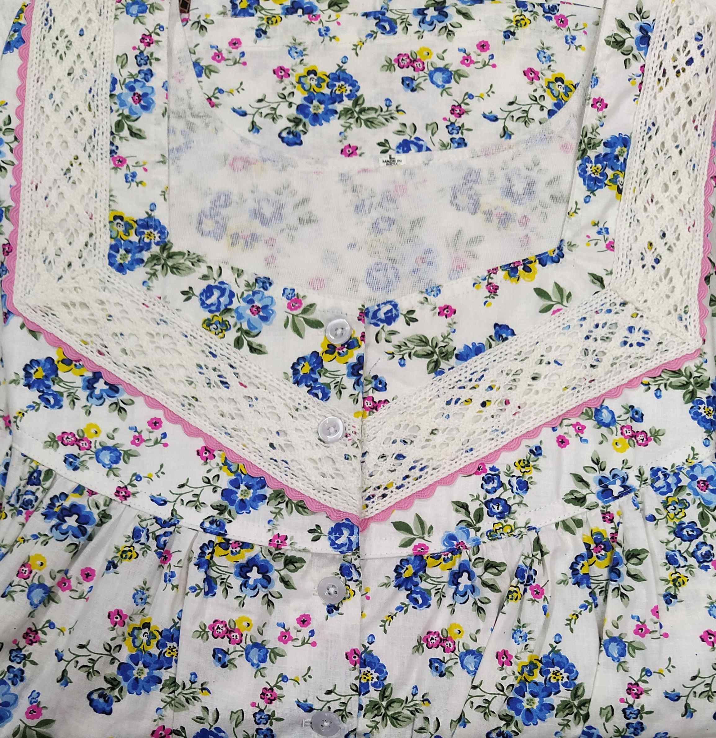 Cotton Half Open, Pockets Large Printed Nighty