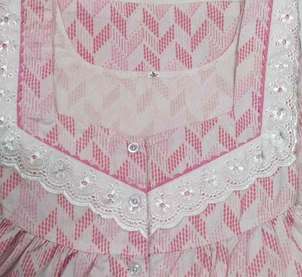 Cotton With Pockets, Half Open Large Printed Nighty