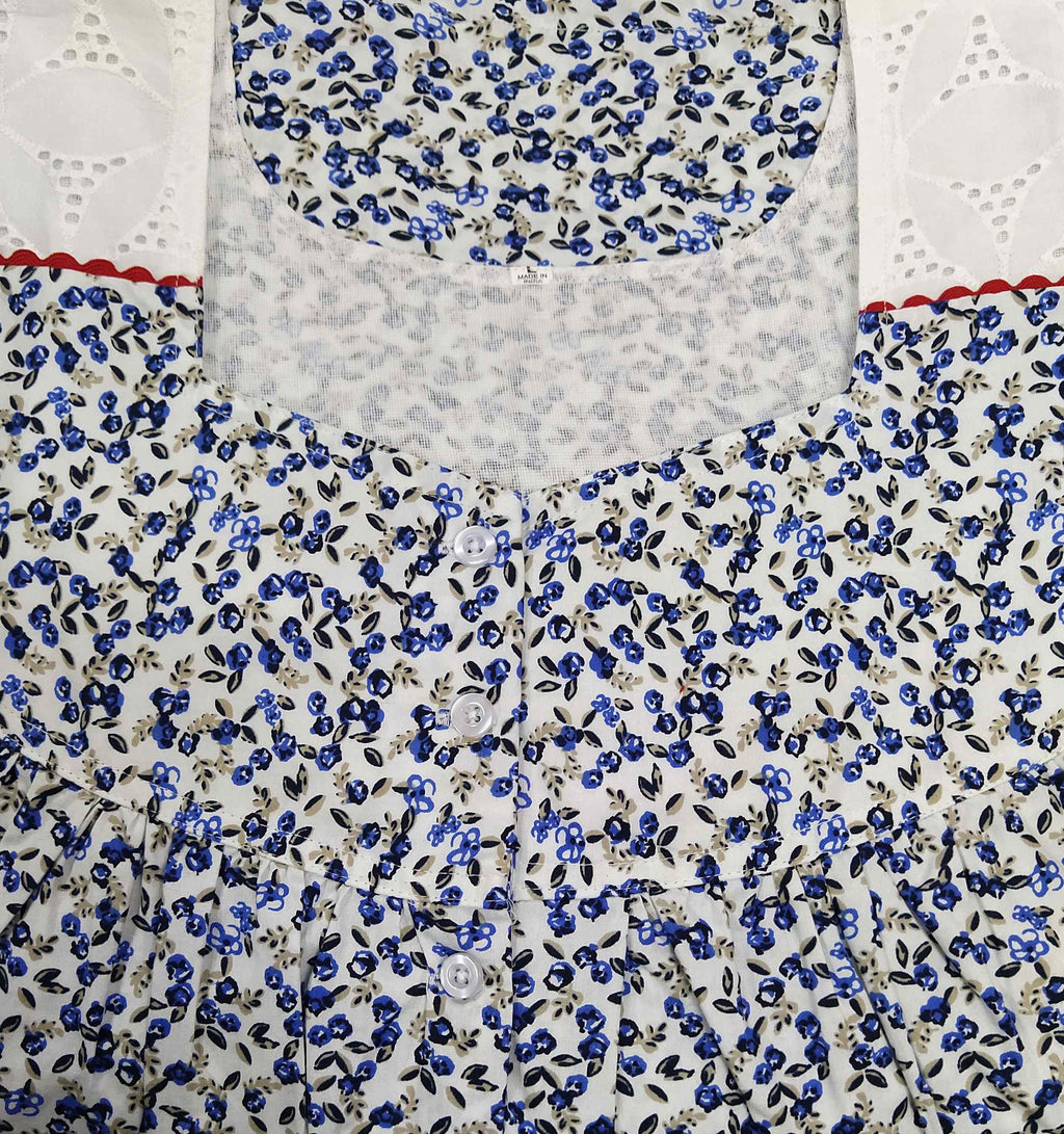 Cotton With Pockets, Half Open Large Printed Nighty