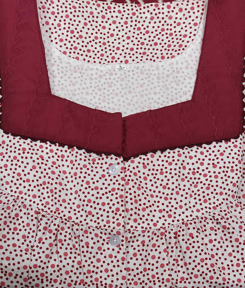 Cotton With Pockets, Half Open Large Printed Nighty