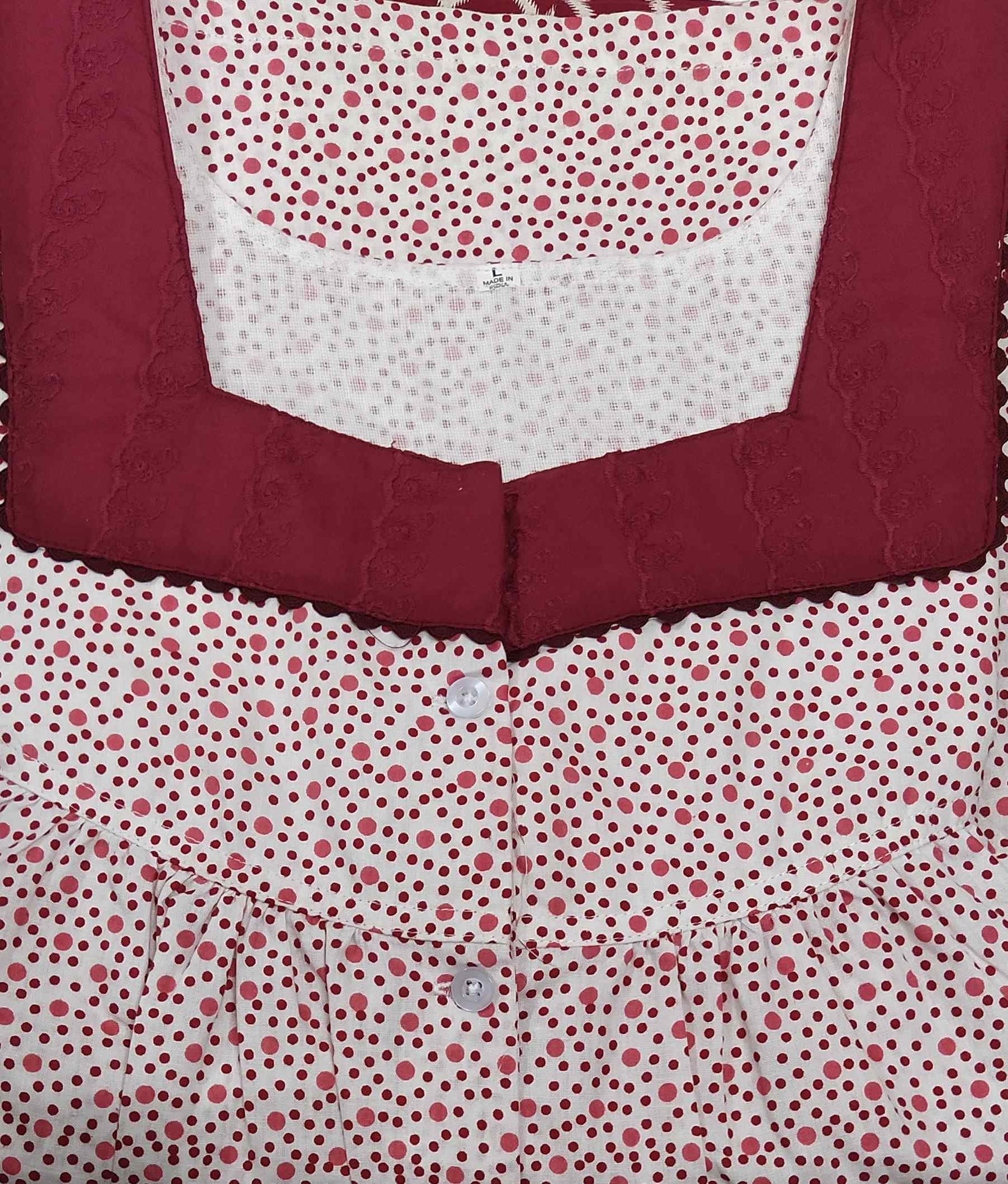 Cotton With Pockets, Half Open Large Printed Nighty