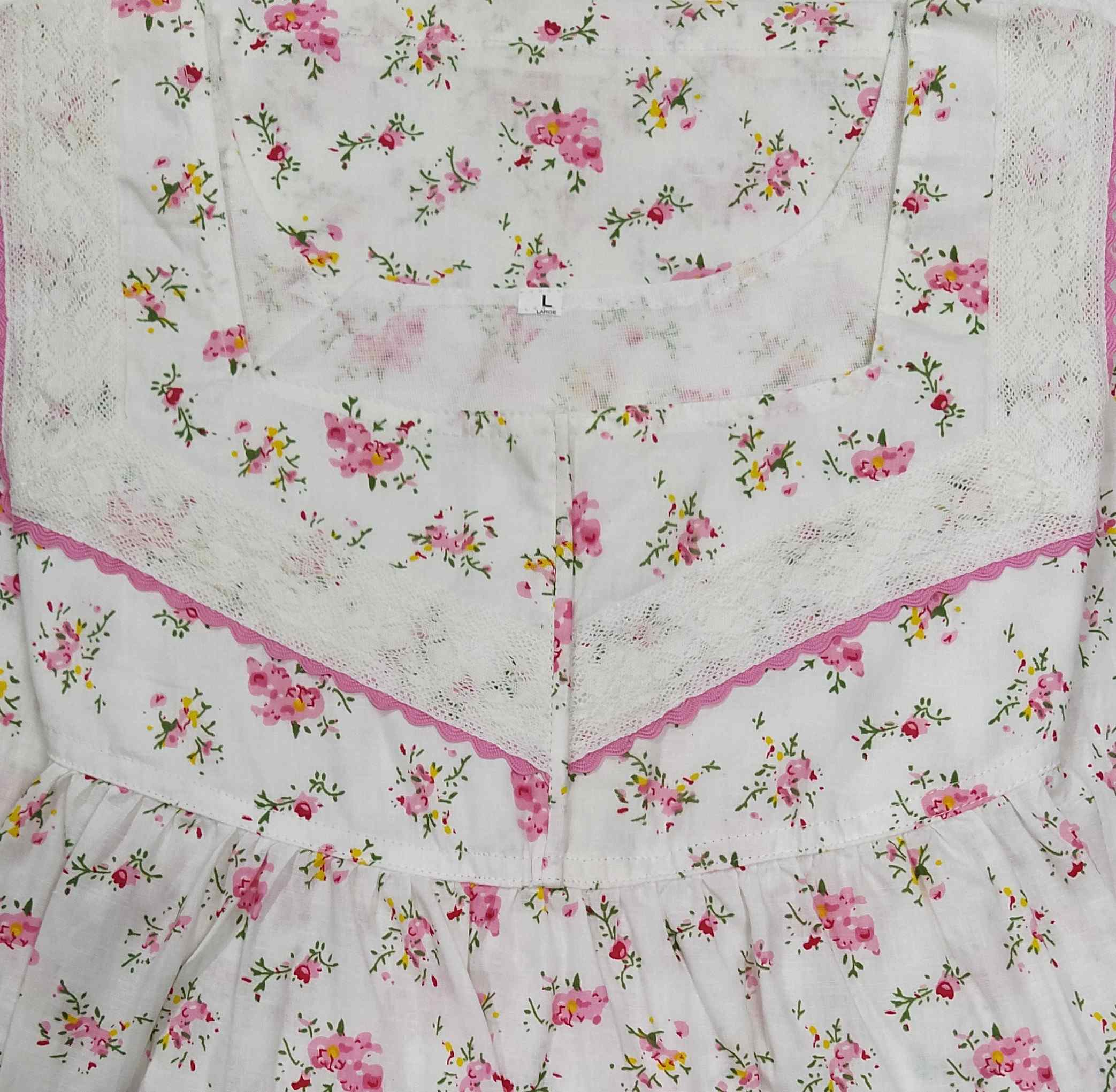 Cotton With Pockets, Half Open Large Printed Nighty