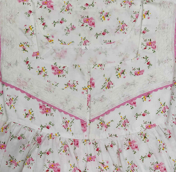Cotton With Pockets, Half Open Large Printed Nighty