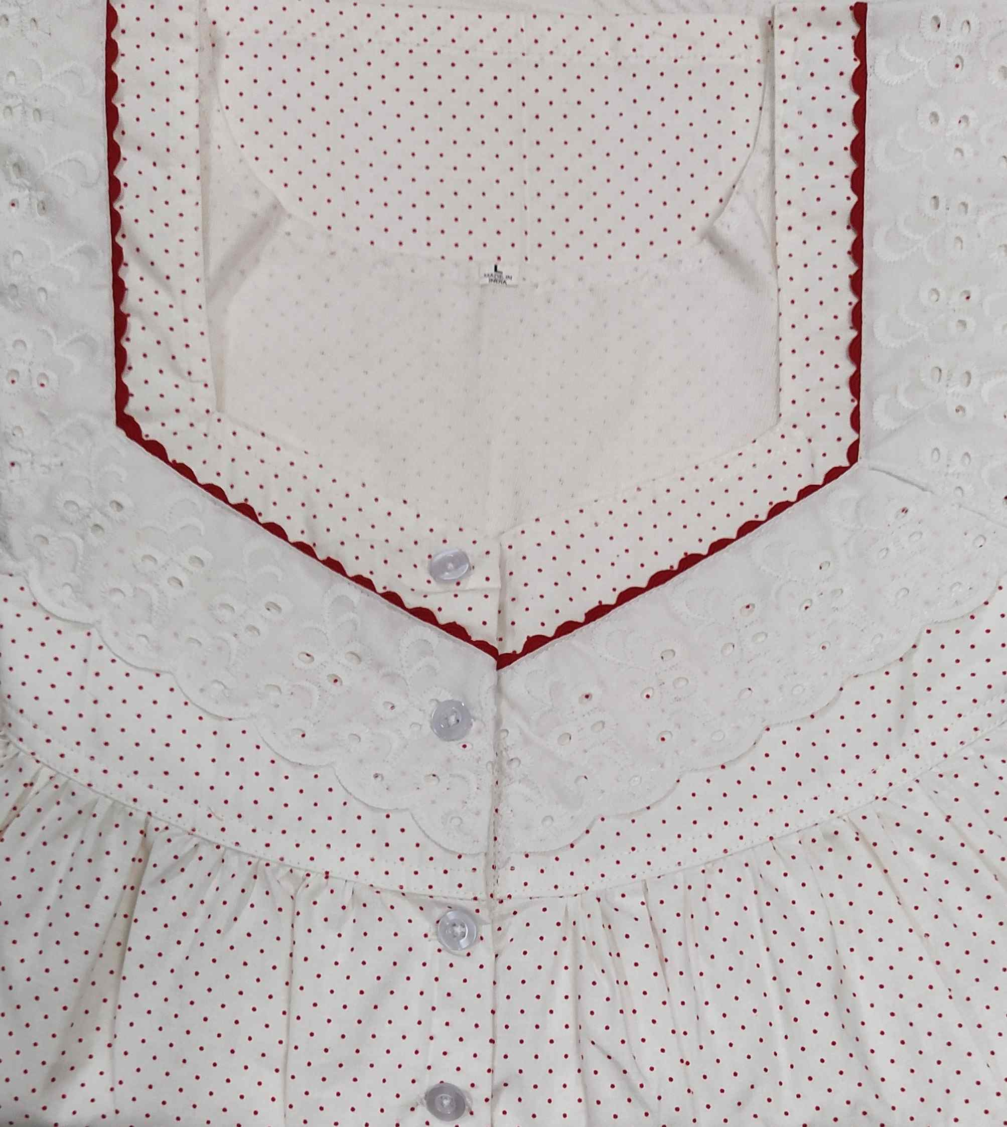 Cotton With Pockets, Half Open Large Printed Nighty