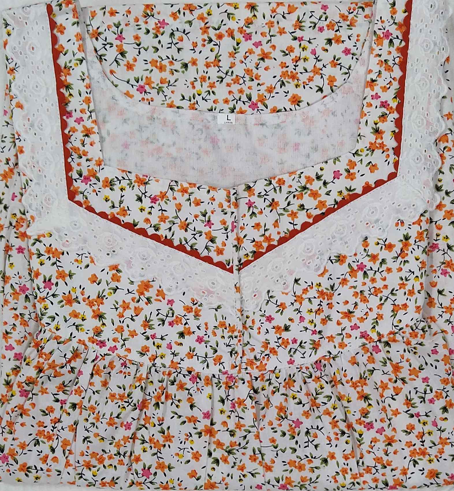 Cotton With Pockets, No Open Large Printed Nighty