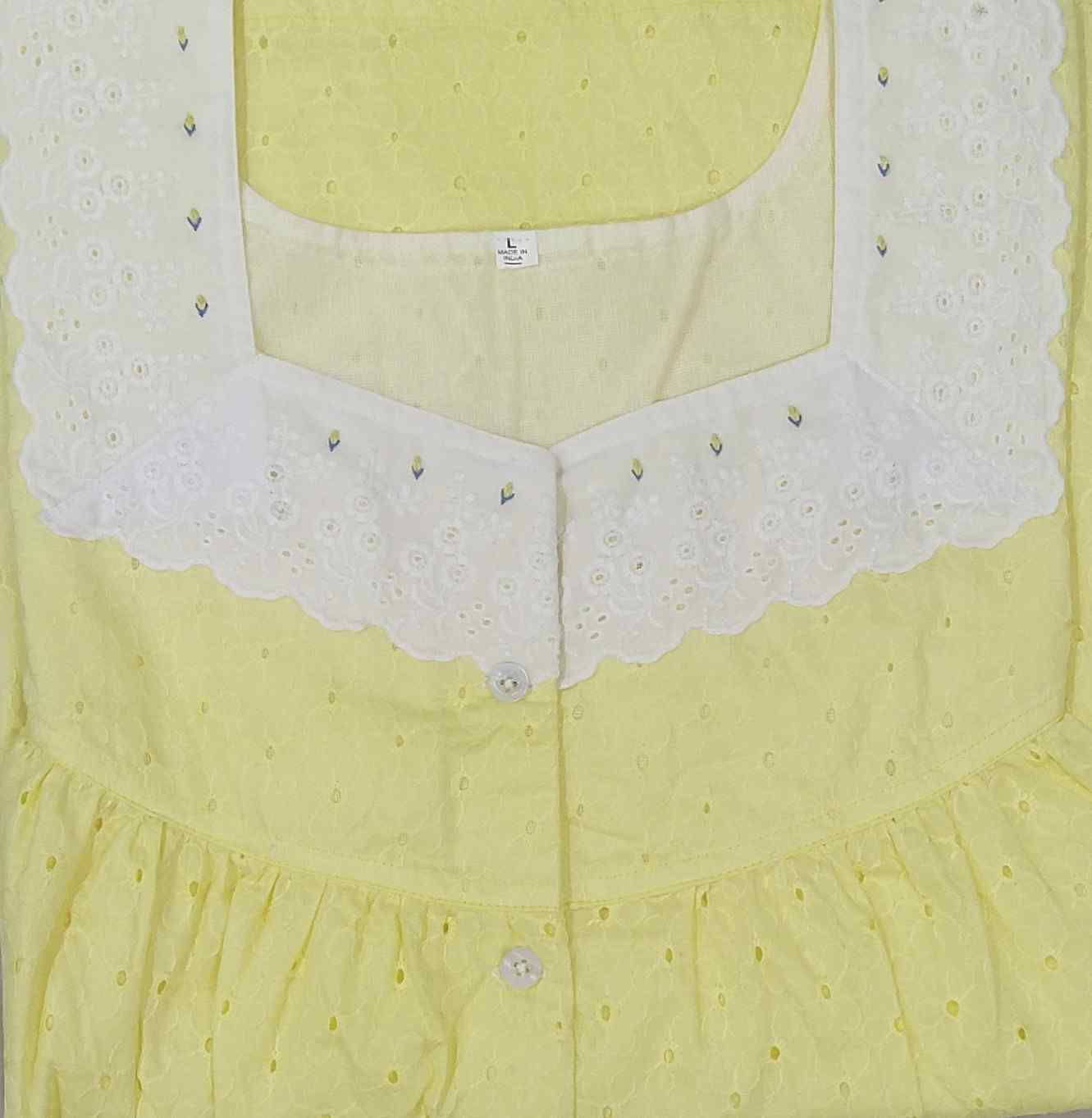 Hacoba With Pockets, Half Open Large Printed Nighty