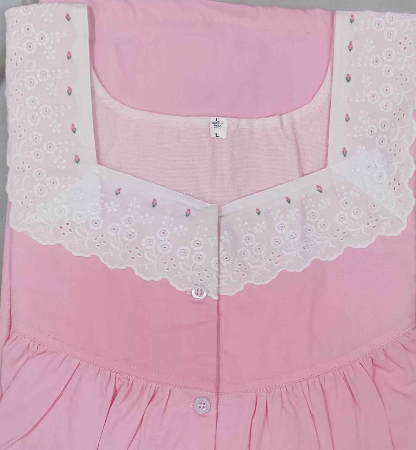 Cotton With Pockets, Half Open Large Printed Nighty