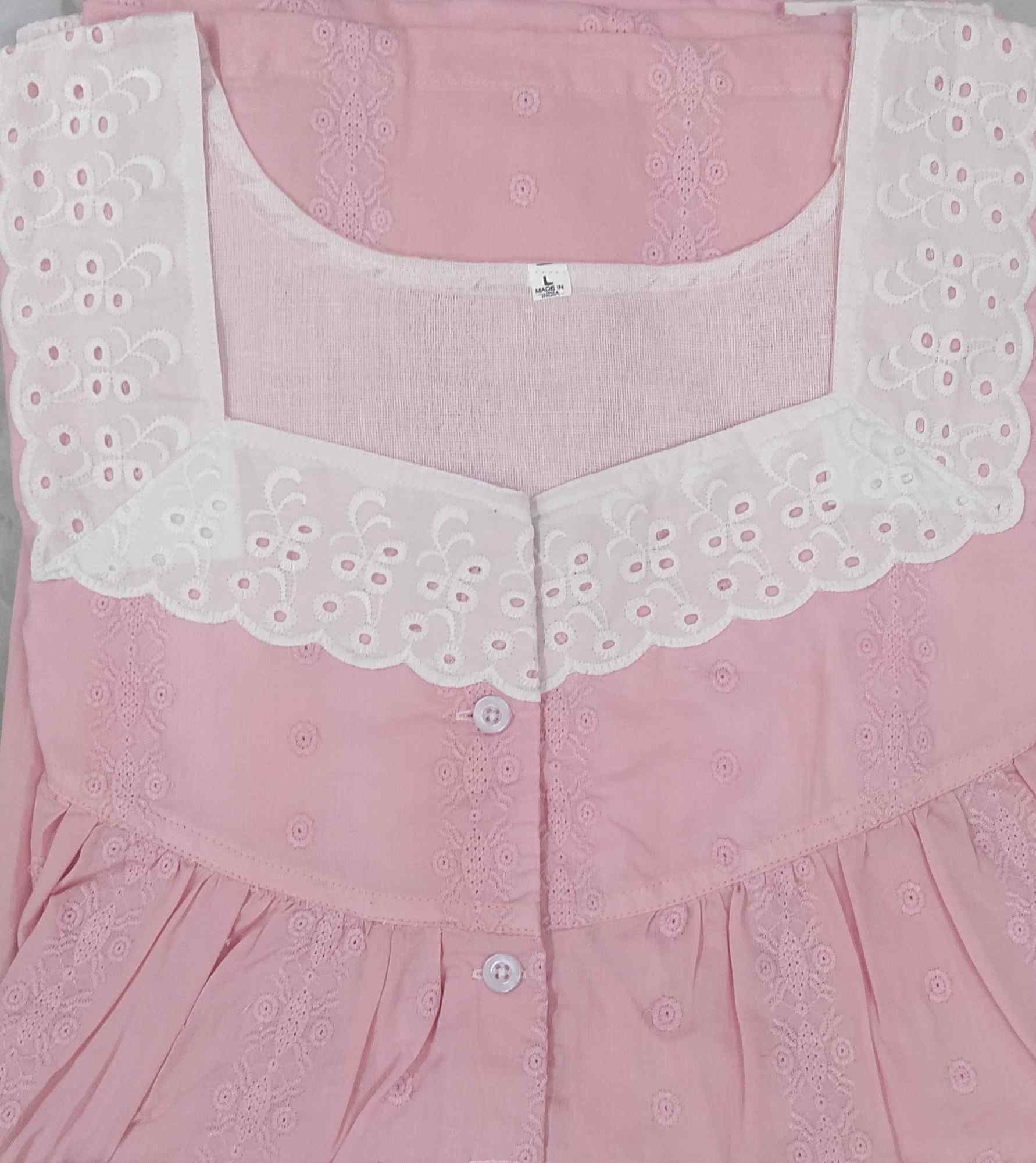 Hacoba With Pockets, Half Open Large Printed Nighty