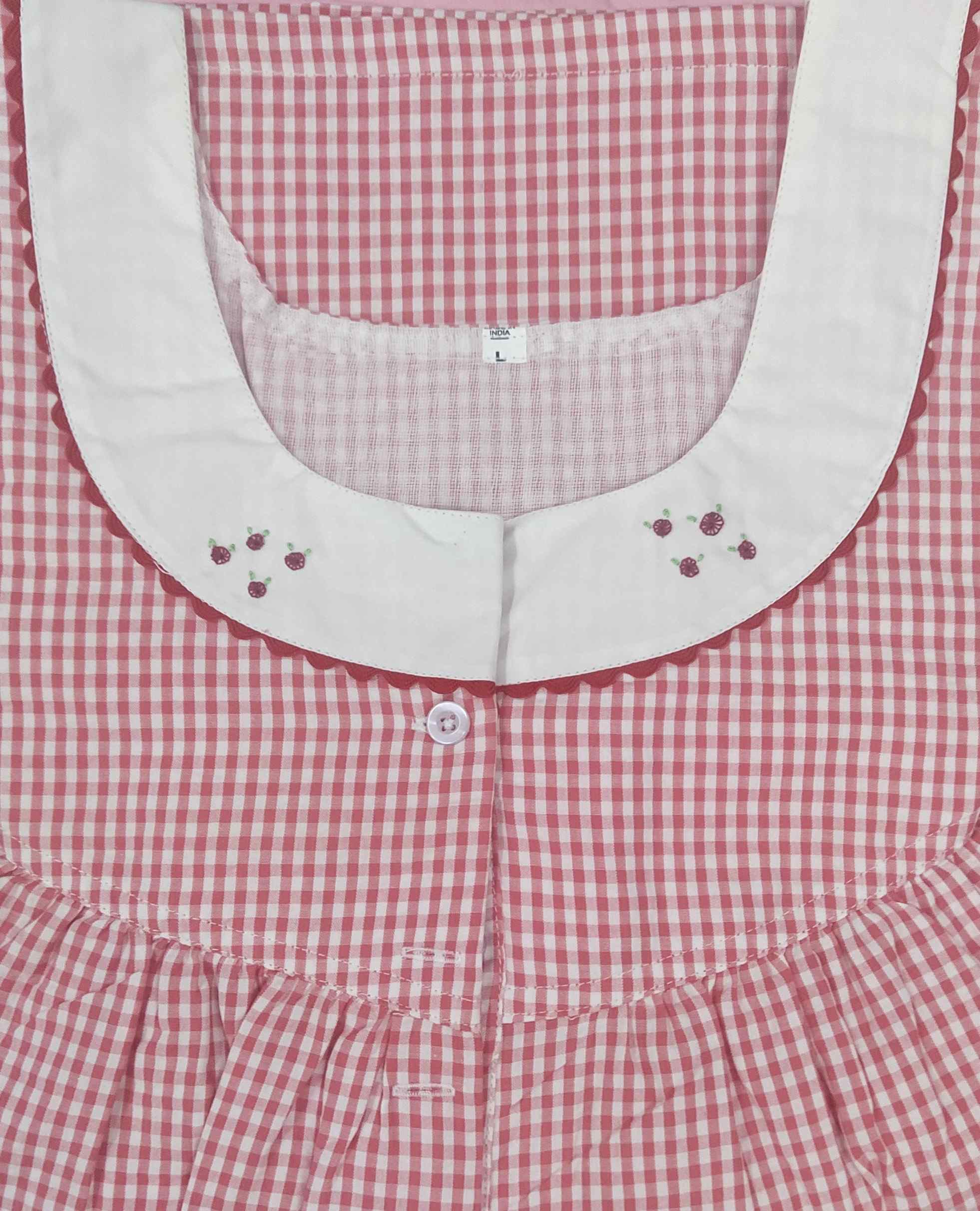Bantex With Pockets, Half Open Large Printed Nighty