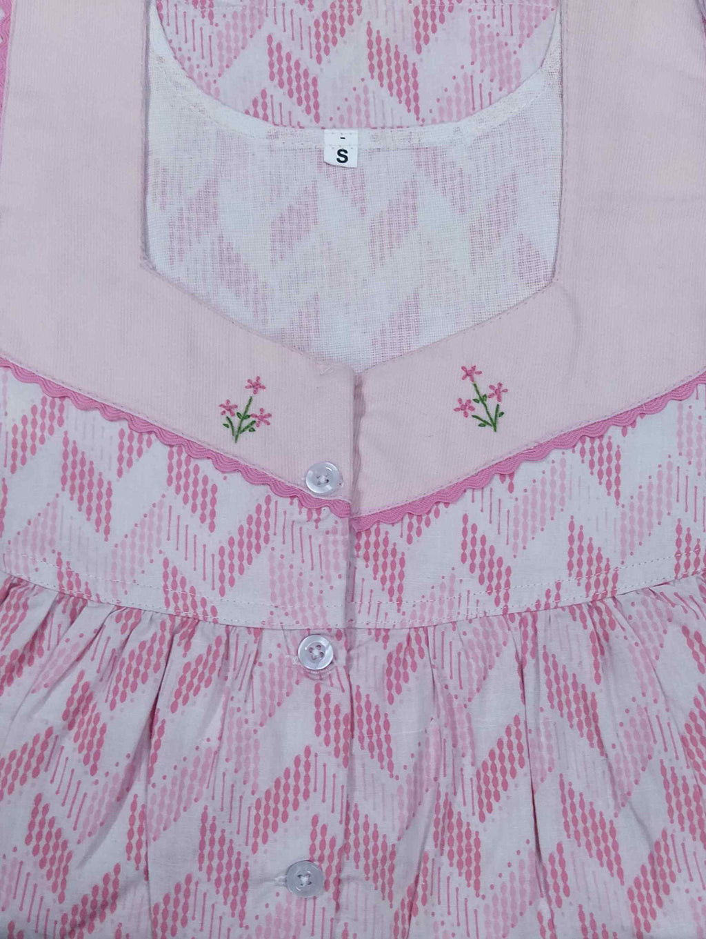 Cotton With Pockets, Half Open Small Printed Nighty