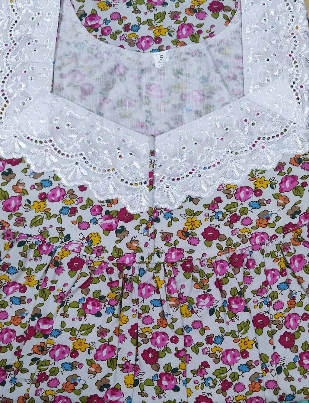Cotton With Pockets, No Open Small Printed Nighty