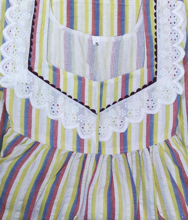 Bantex With Pockets, Half Open Small Printed Nighty