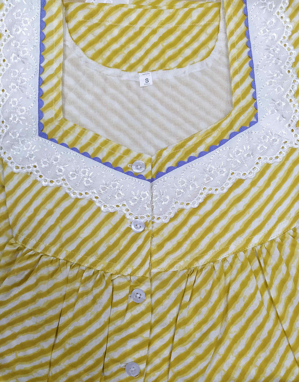 Soft Cotton With Pockets, Half Open Small Printed Nighty