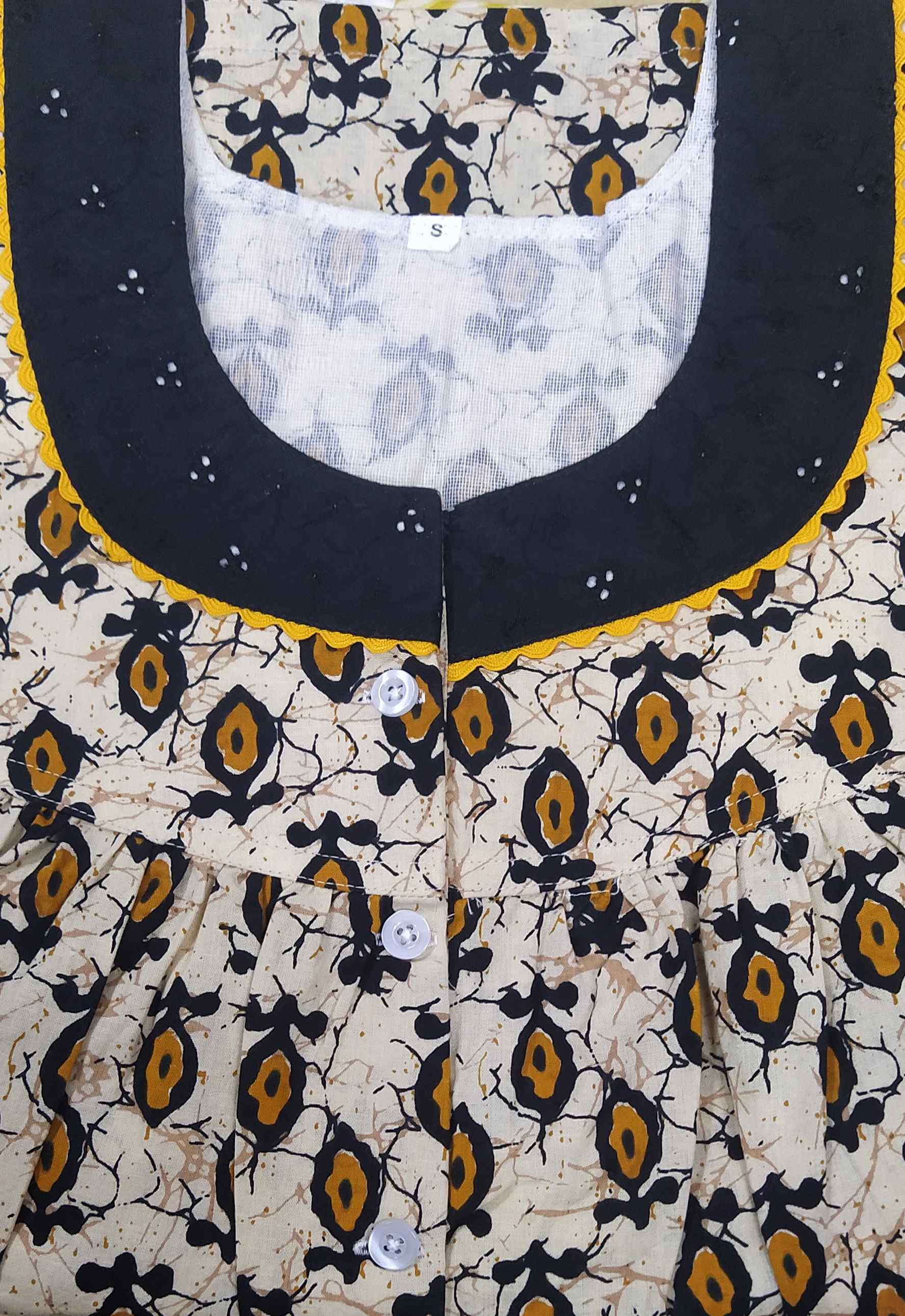 Cotton With Pockets, Half Open Small Printed Nighty