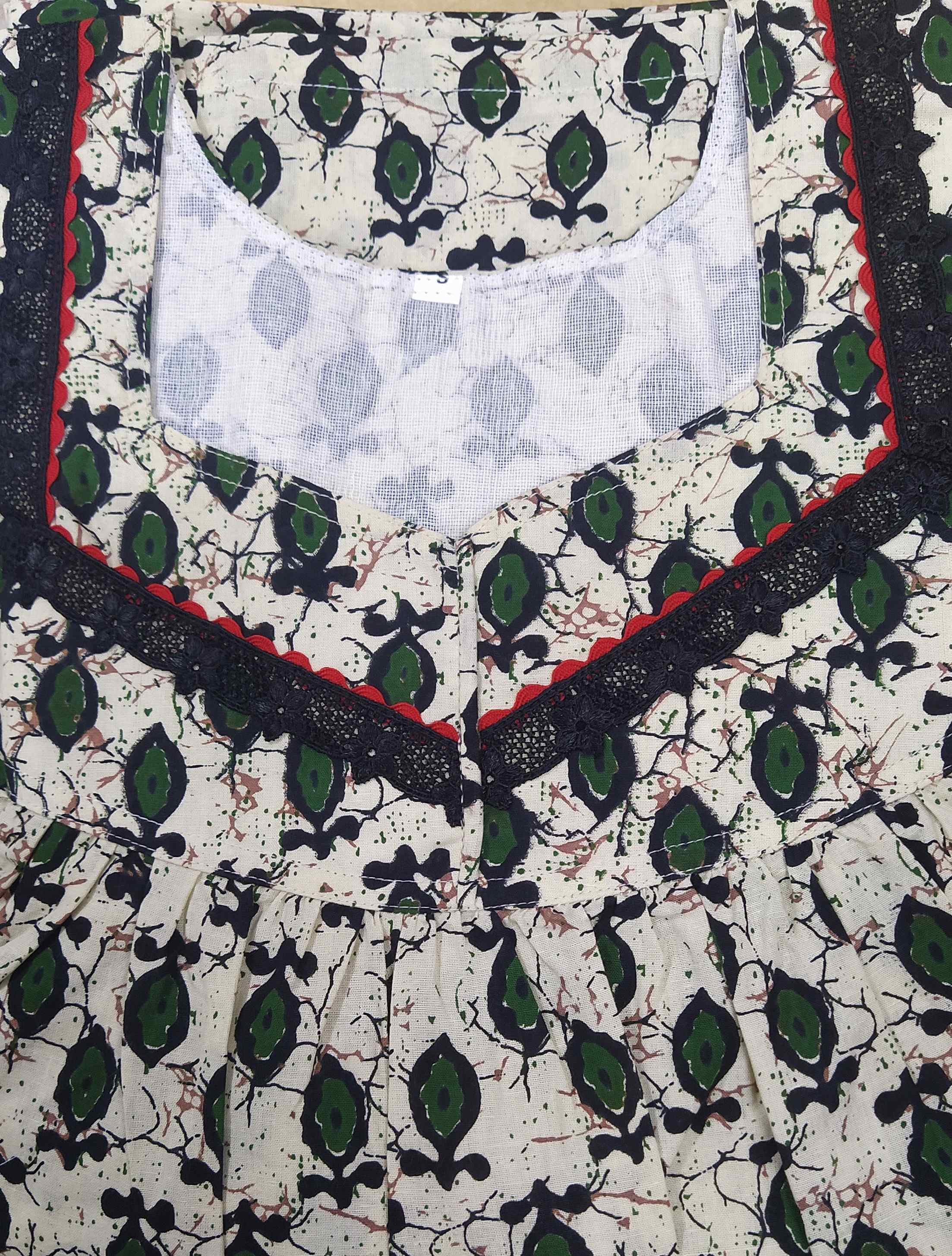 Cotton With Pockets, No Open Small Printed Nighty
