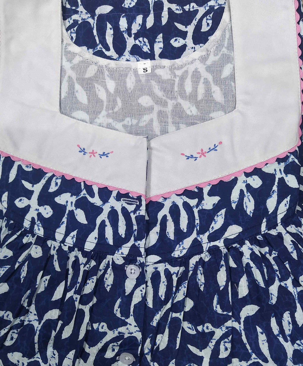 Soft Cotton With Pockets, Half Open Small Printed Nighty