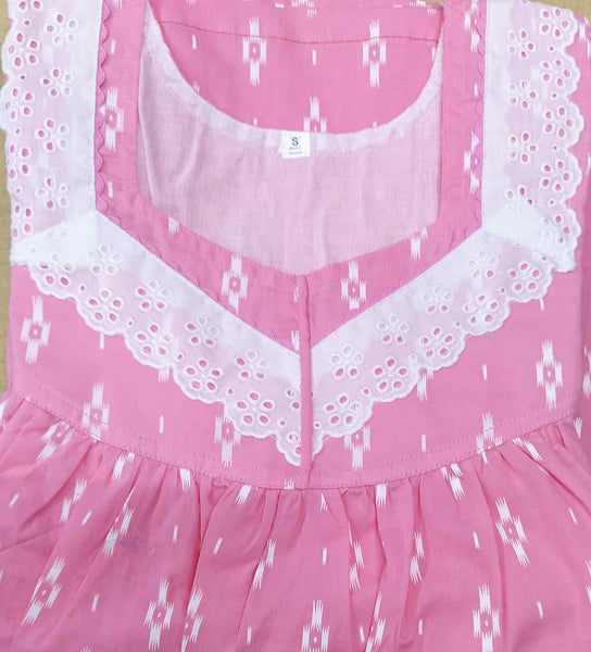 Soft Cotton With Pockets, No Open Small Printed Nighty