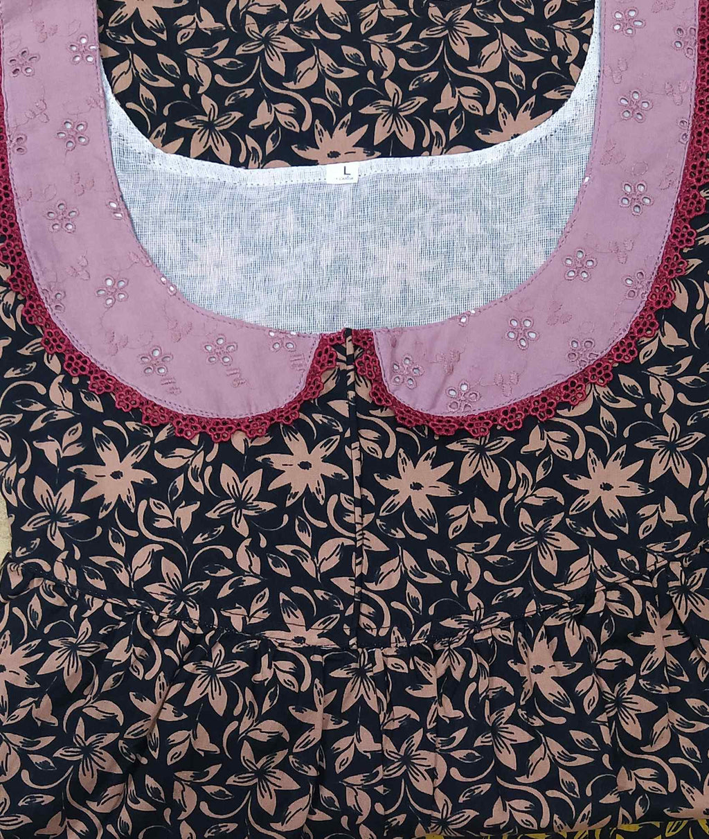 Cotton With Pockets, No Open Large Printed Nighty