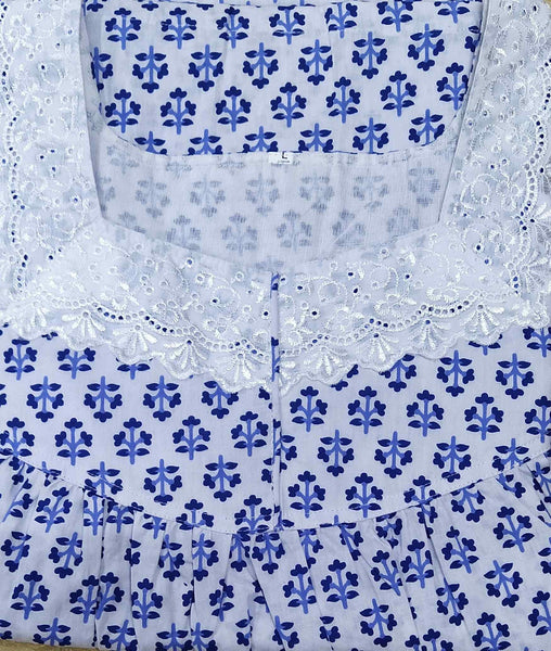 Cotton With Pockets, No Open Large Printed Nighty