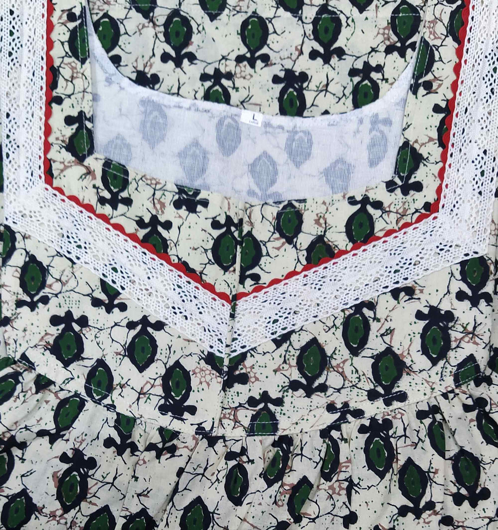 Cotton With Pockets, No Open Large Printed Nighty