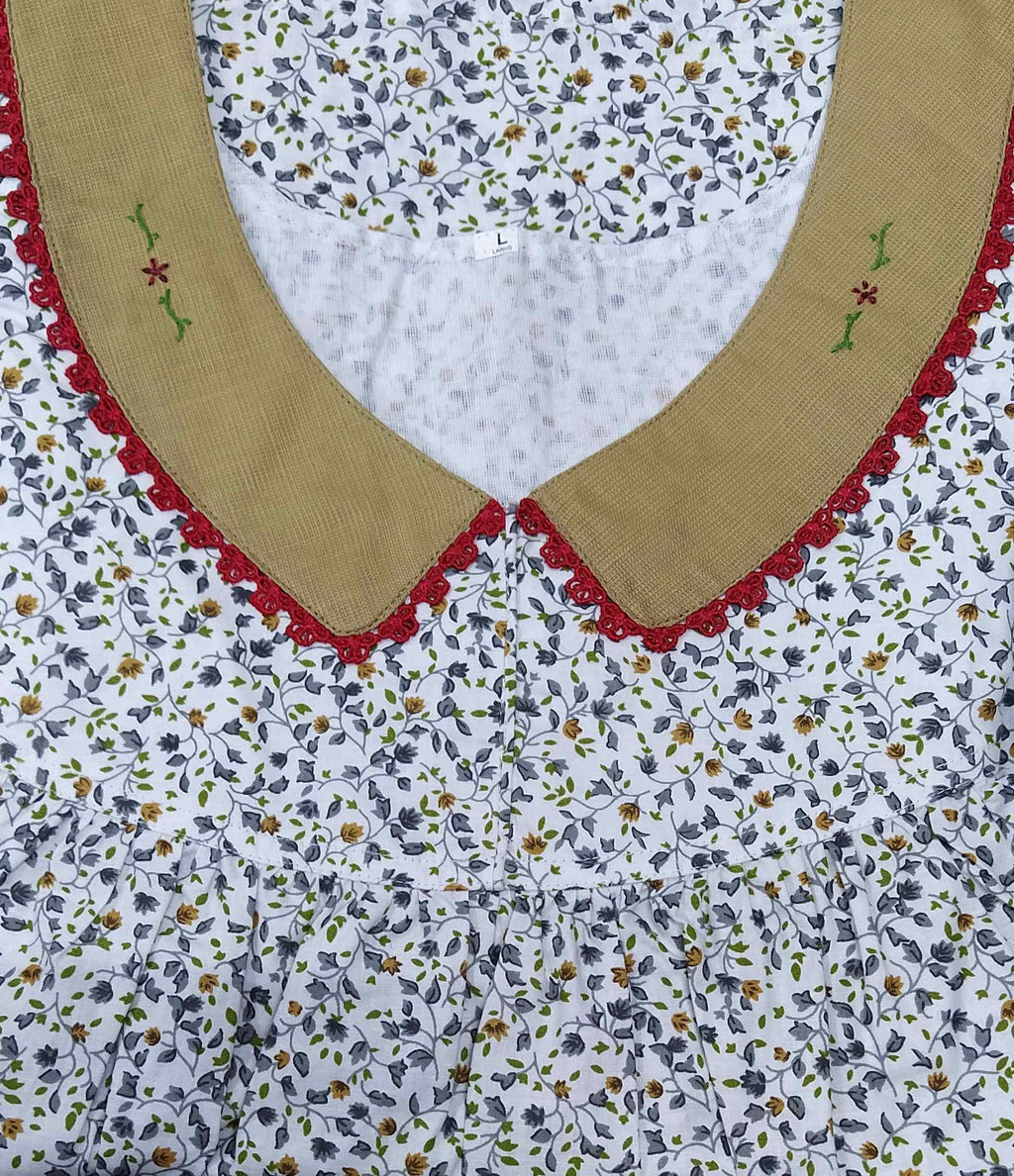 Cotton With Pockets, No Open Large Printed Nighty