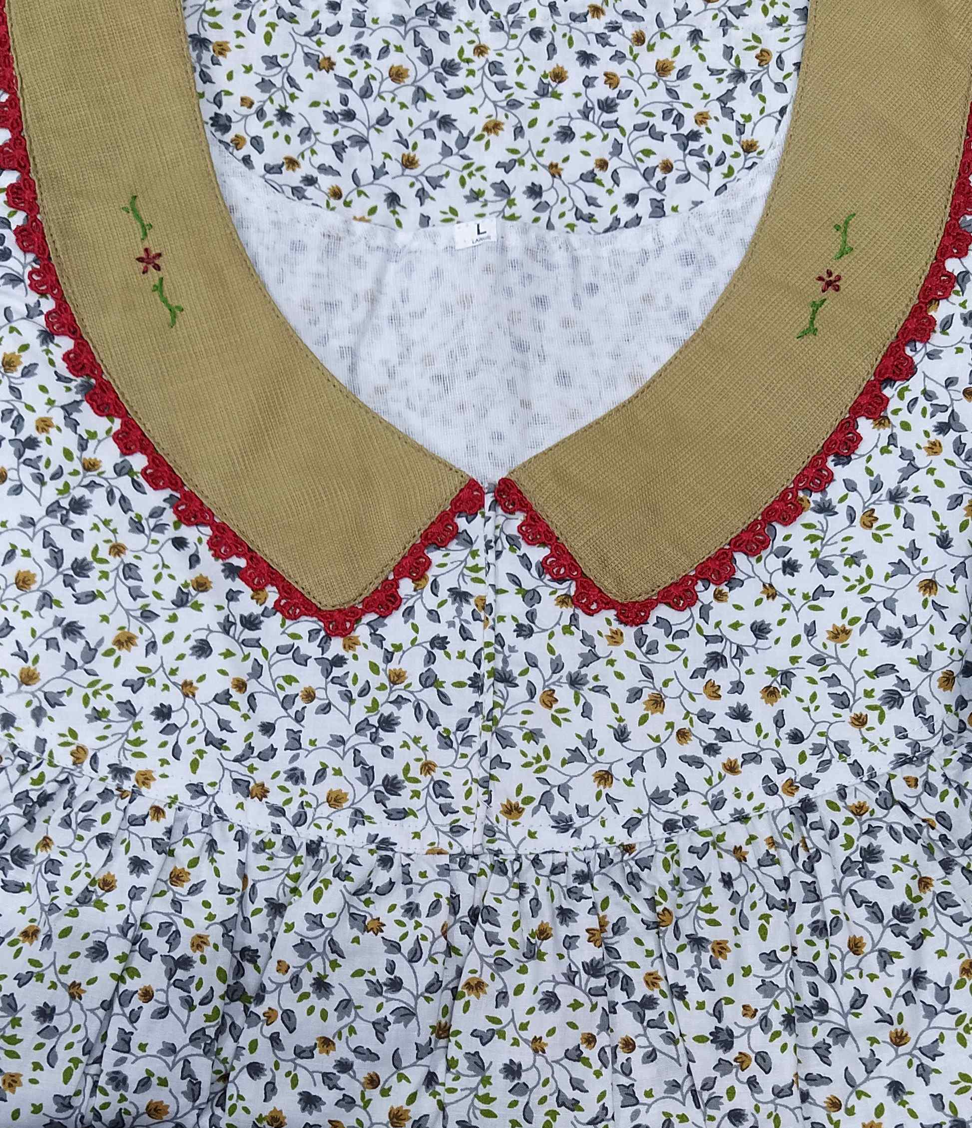 Cotton With Pockets, No Open Large Printed Nighty