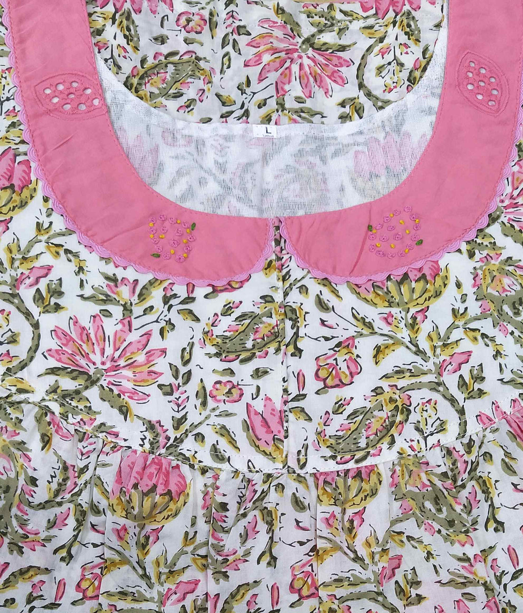 Cotton With Pockets, No Open Large Printed Nighty