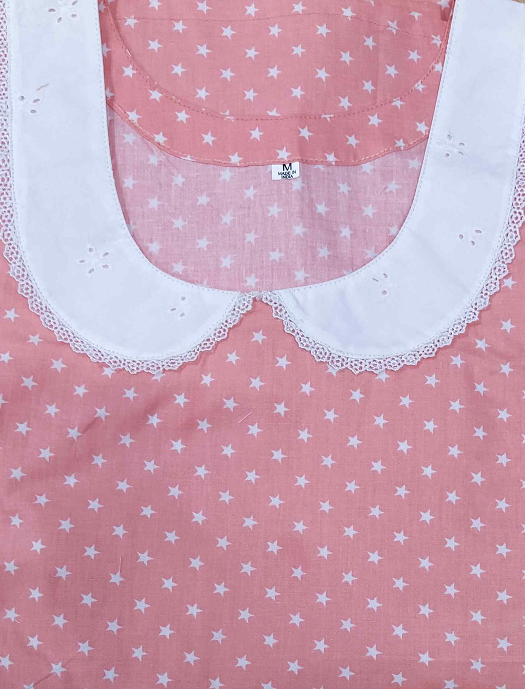 Cotton With Pockets, Aline     No Open Medium Printed Nighty