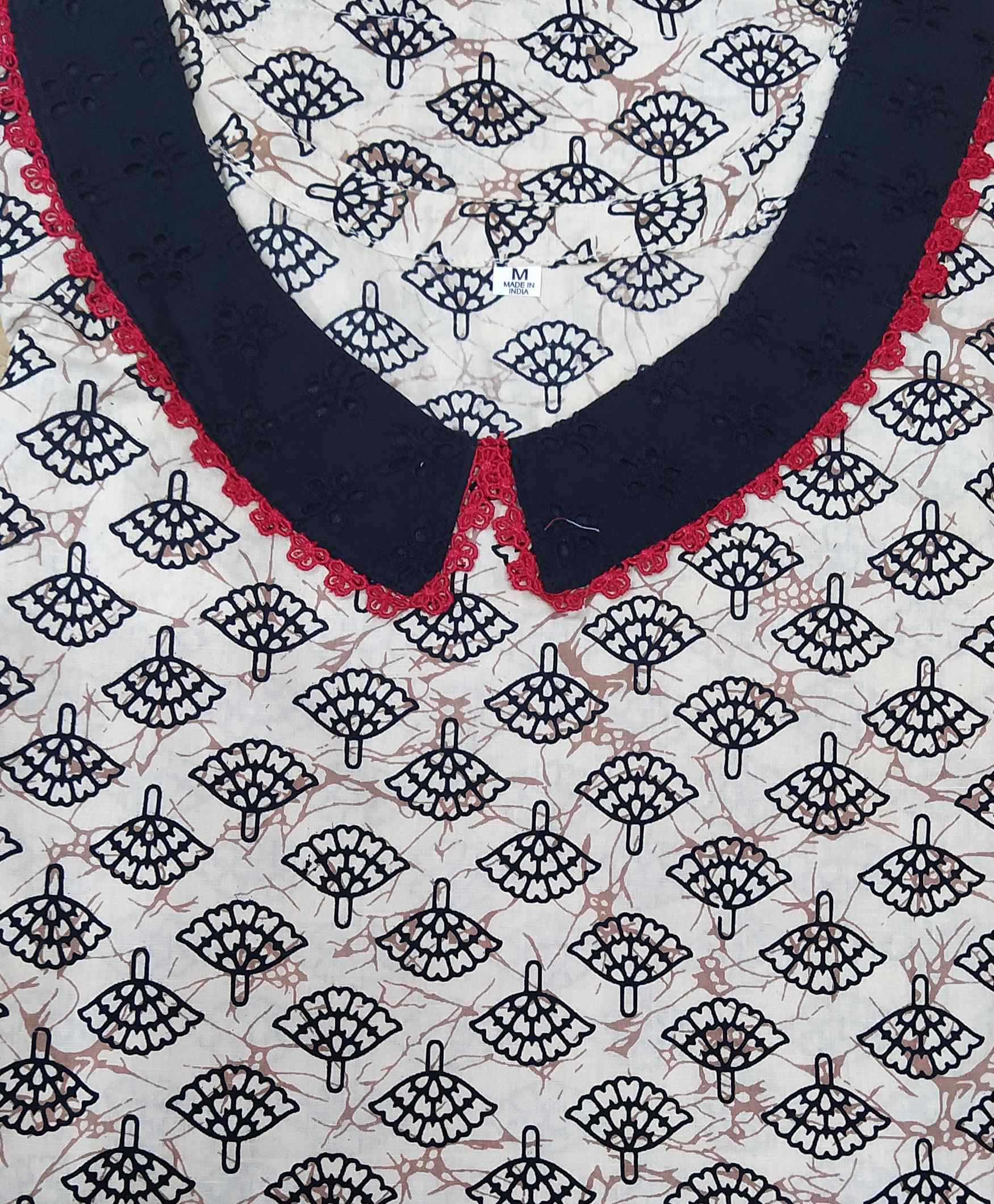 Cotton With Pockets,   A  Line  no Open Medium Printed Nighty