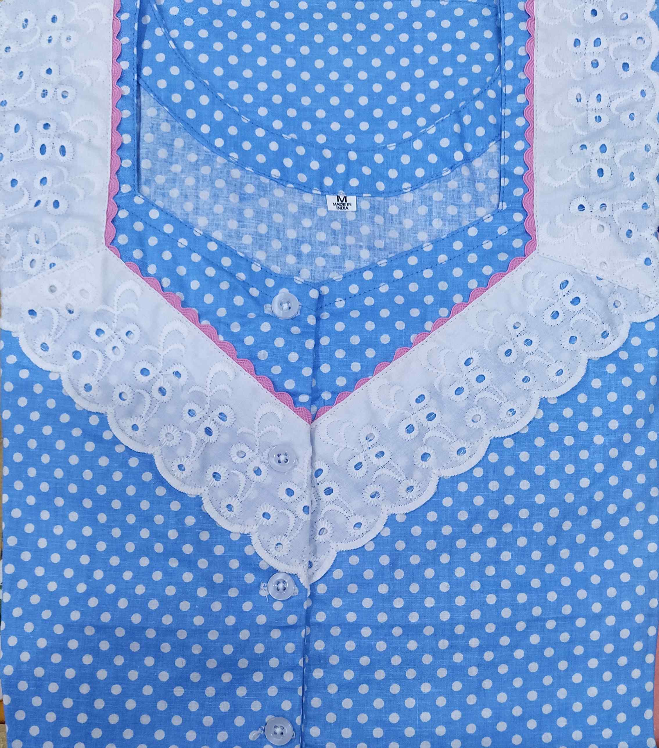 Cotton With Pockets, Aline     Half Open Medium Printed Nighty