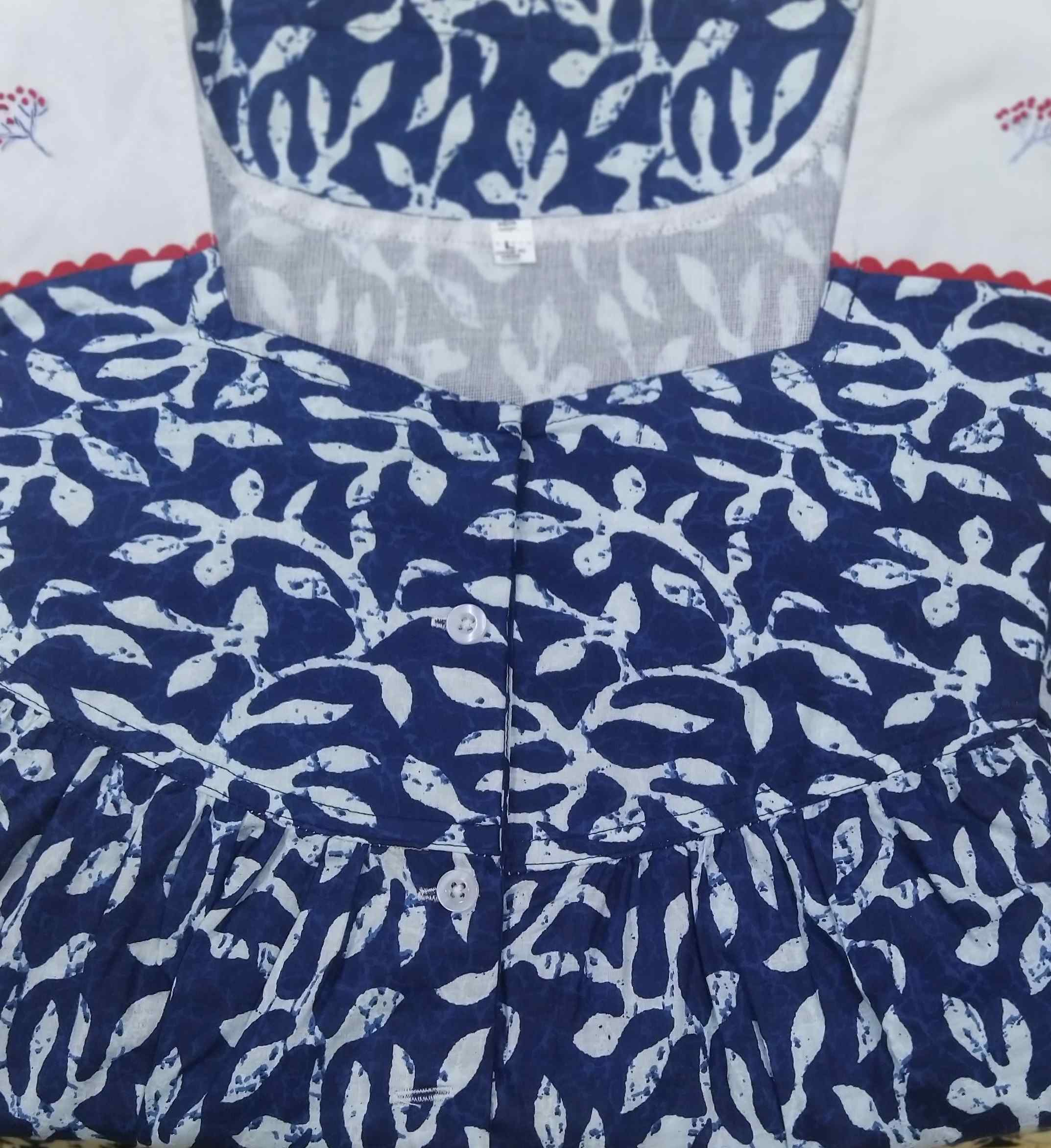 Soft Cotton With Pockets, Half Open Large Printed Nighty