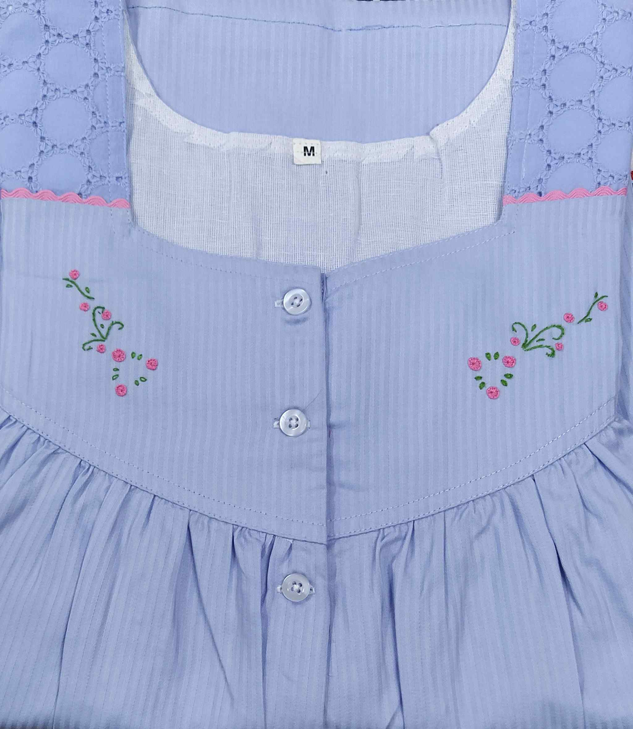 Cotton With Pockets, Half Open Small Printed Nighty