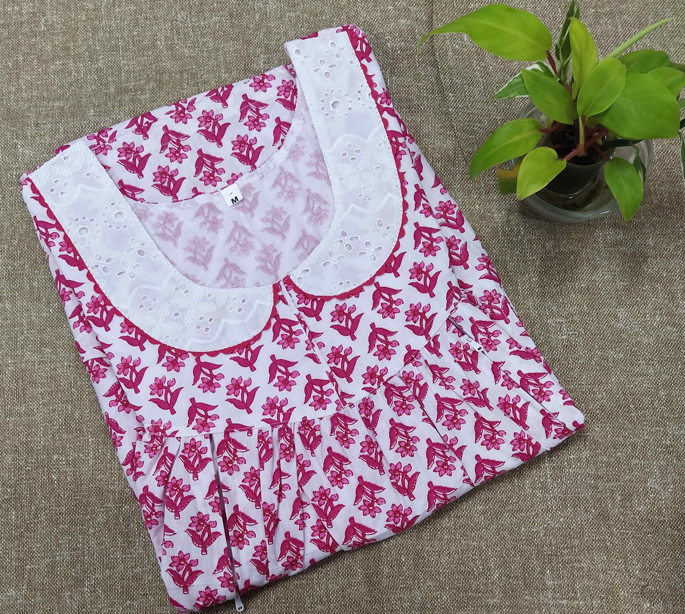 Cotton Side zip, With Pockets Medium Printed Nighty