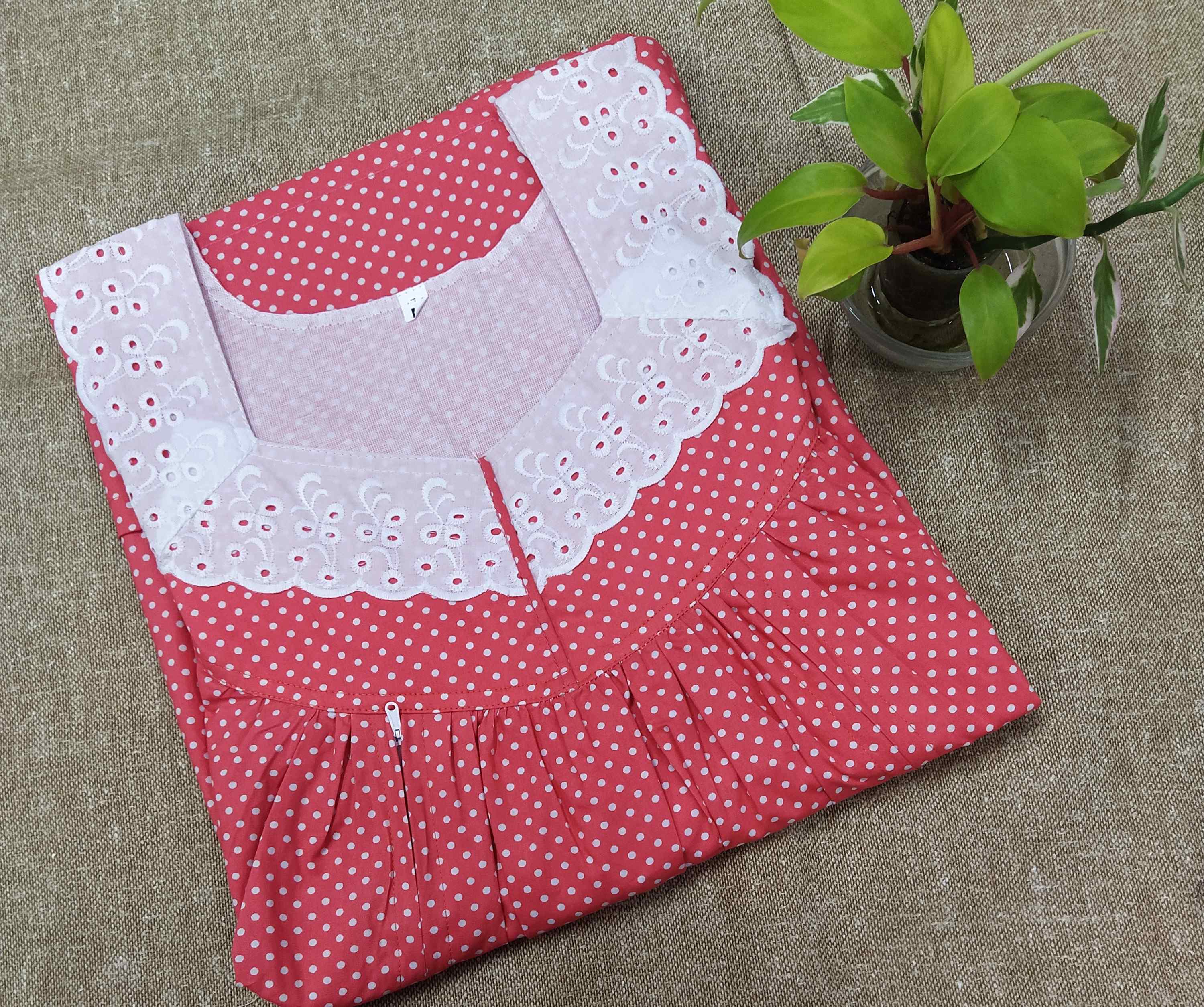 Cotton Side zip, With Pockets Medium Printed Nighty