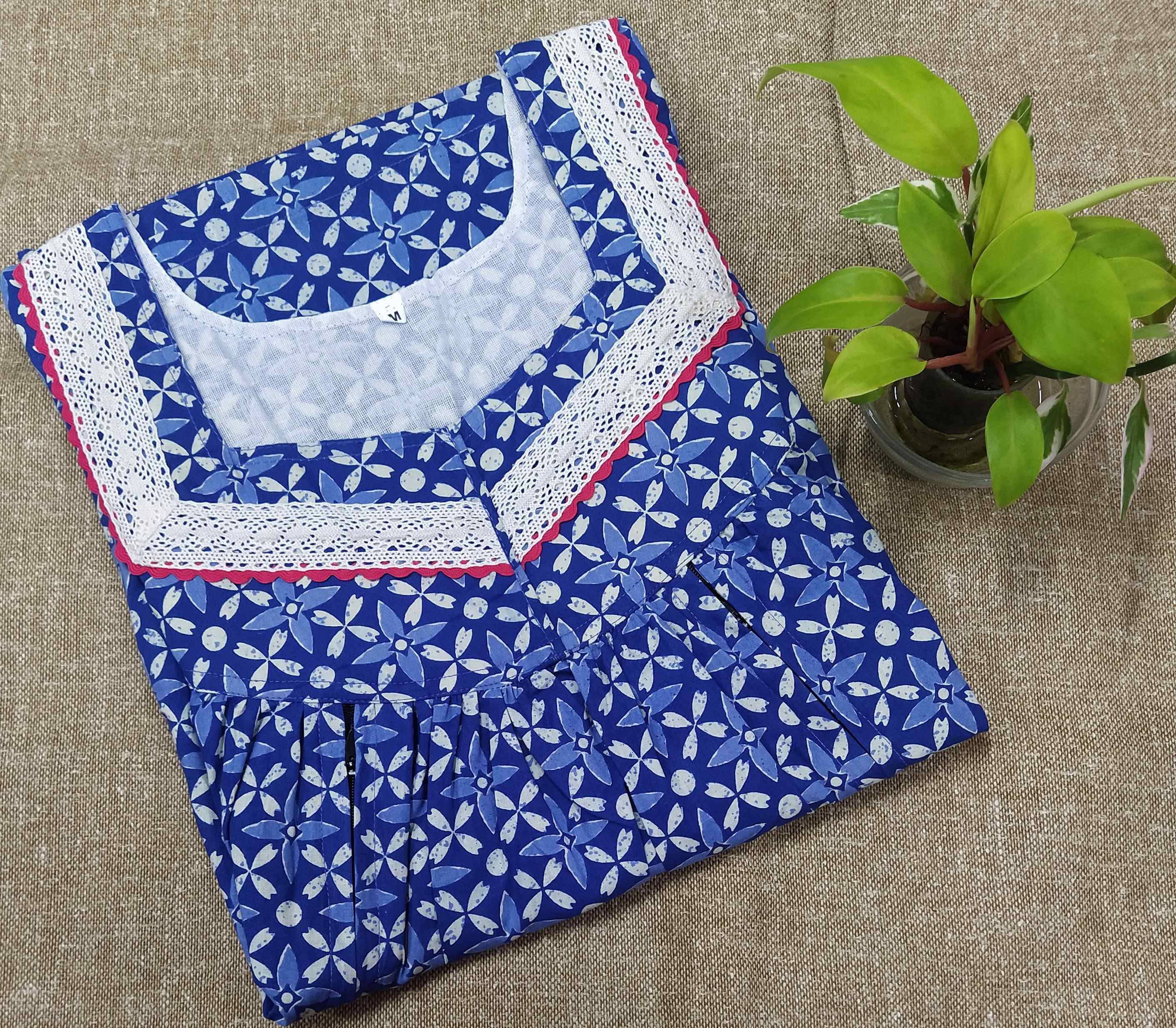 Cotton Side zip, With Pockets Medium Printed Nighty